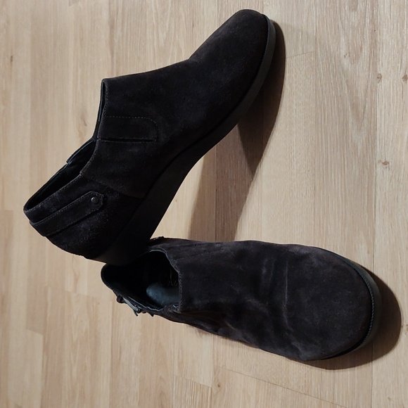Cole Haan Shoes - Cole Haan Nike Air Suede Ankle Boots Brown Wedge Heel Slip-On Waterproof 8.5